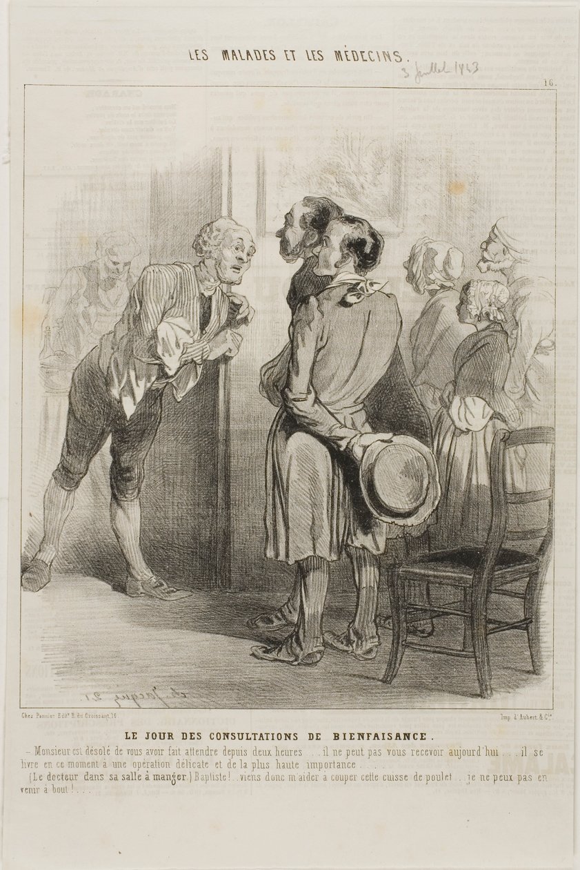 Dag van het gratis doktersbezoek (bord 16) door Charles Emile Jacque