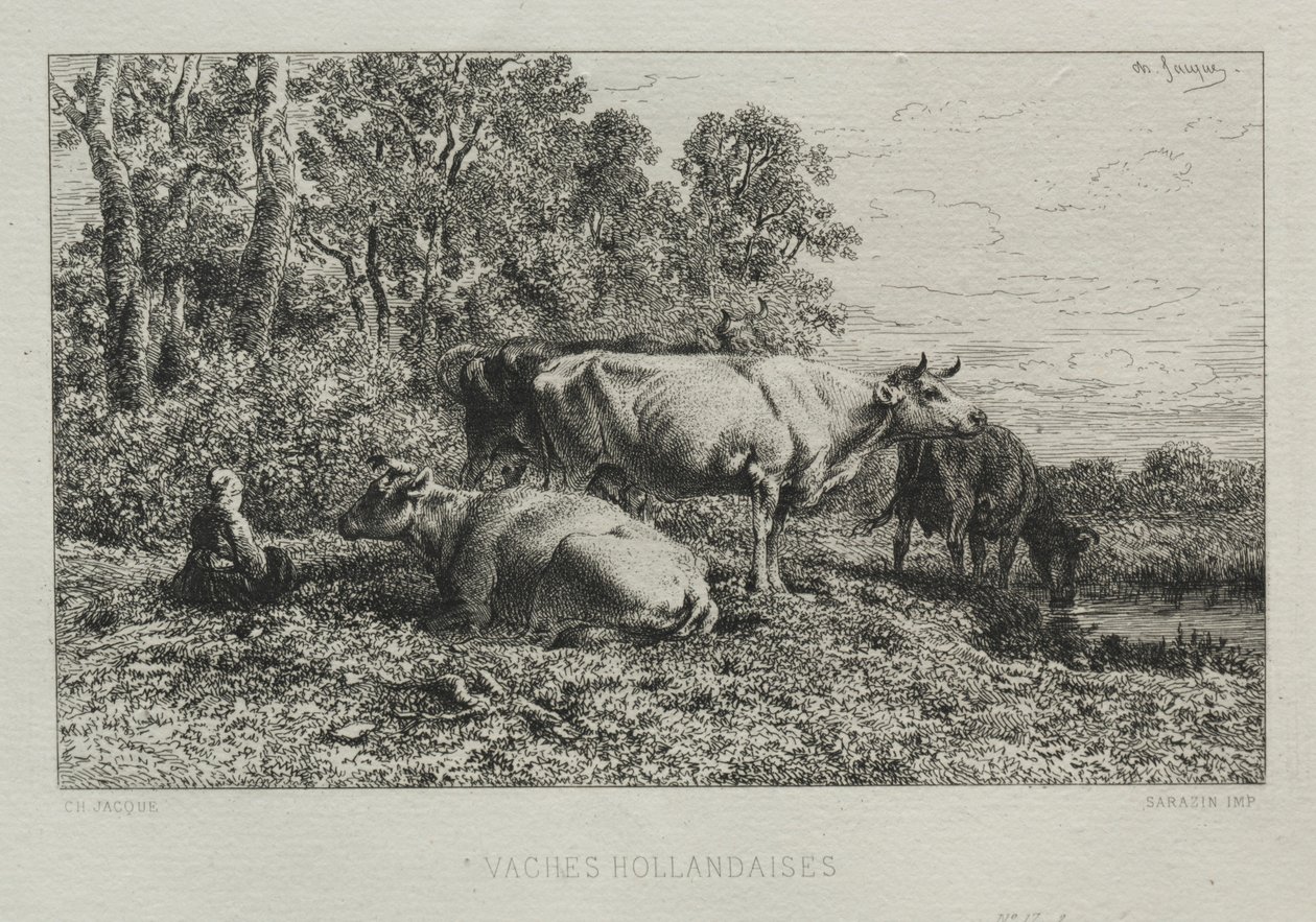 Hollandse koeien door Charles Emile Jacque