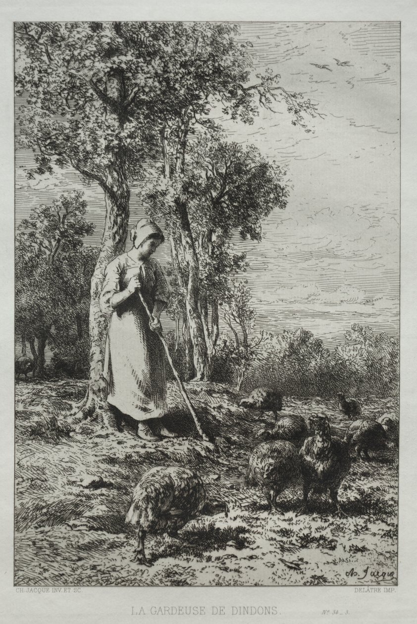 Hoeder van de Kalkoenen door Charles Emile Jacque