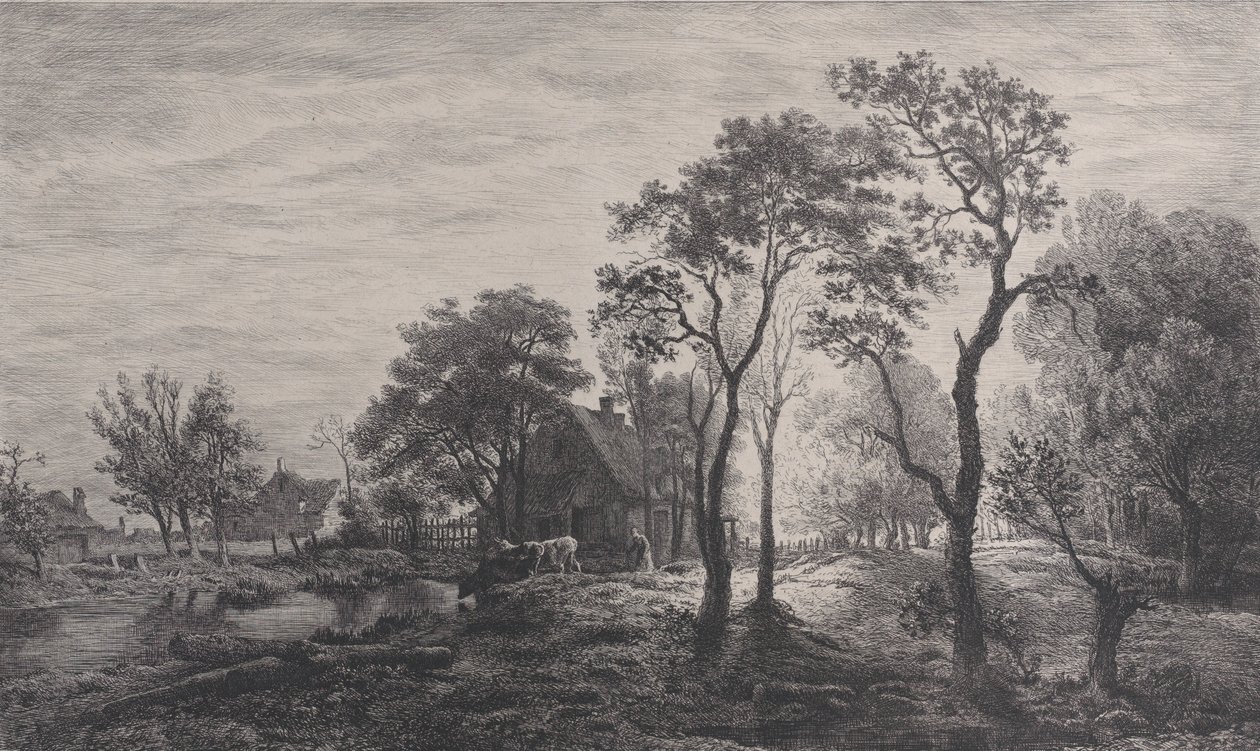Landschap, naar een schets van Eglon van der Neer door Charles Emile Jacque