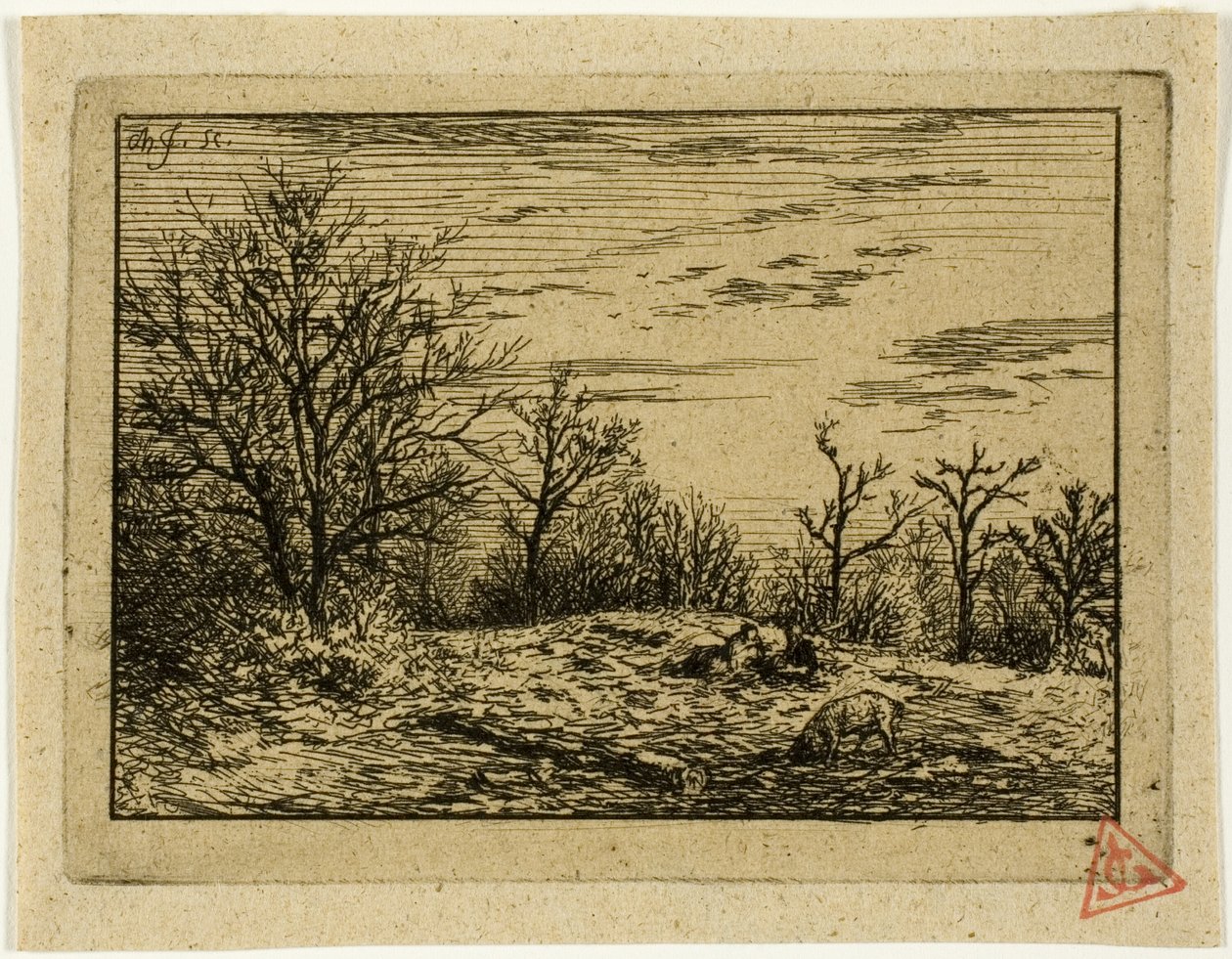 Landschap in de winter door Charles Emile Jacque