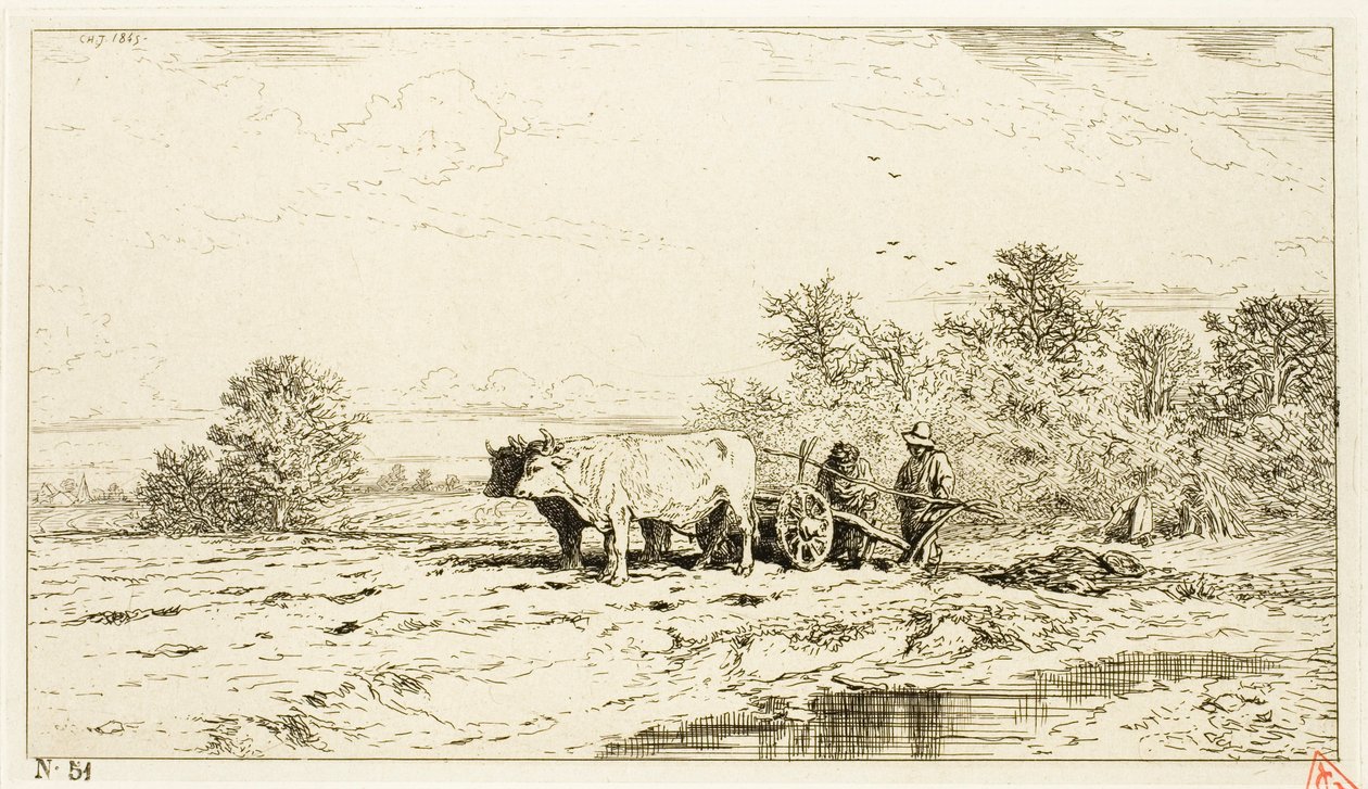 Landschap met boerenarbeiders door Charles Emile Jacque