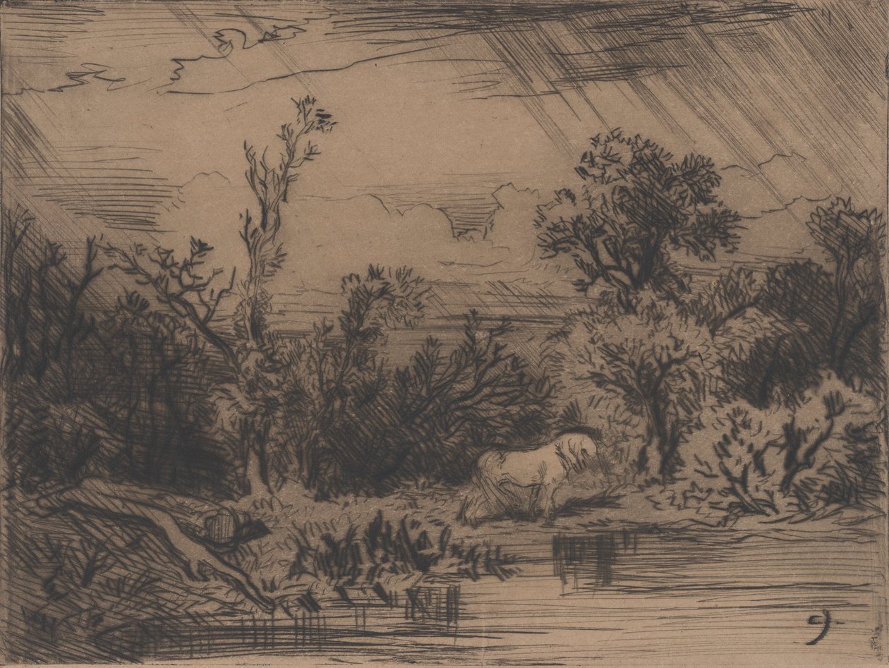 Landschap met Onweer, 1848 door Charles Emile Jacque