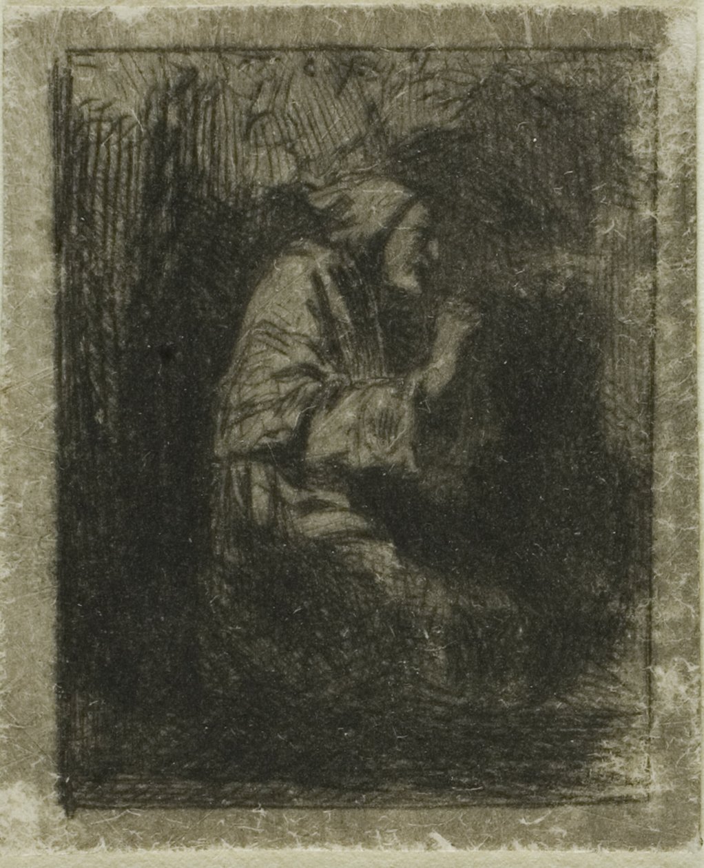 Monnik in Gebed door Charles Emile Jacque
