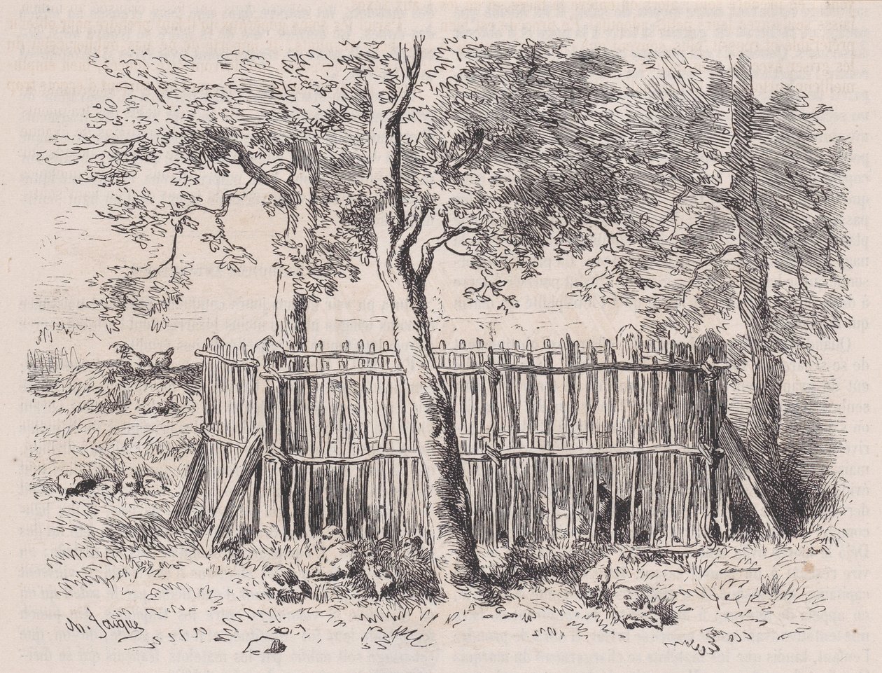Parc à élèves, uit Magasin Pittoresque, ca. 1852 door Charles Emile Jacque