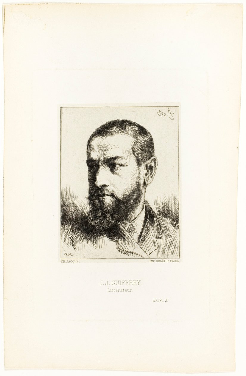 Portret van J.J. Guiffrey door Charles Emile Jacque
