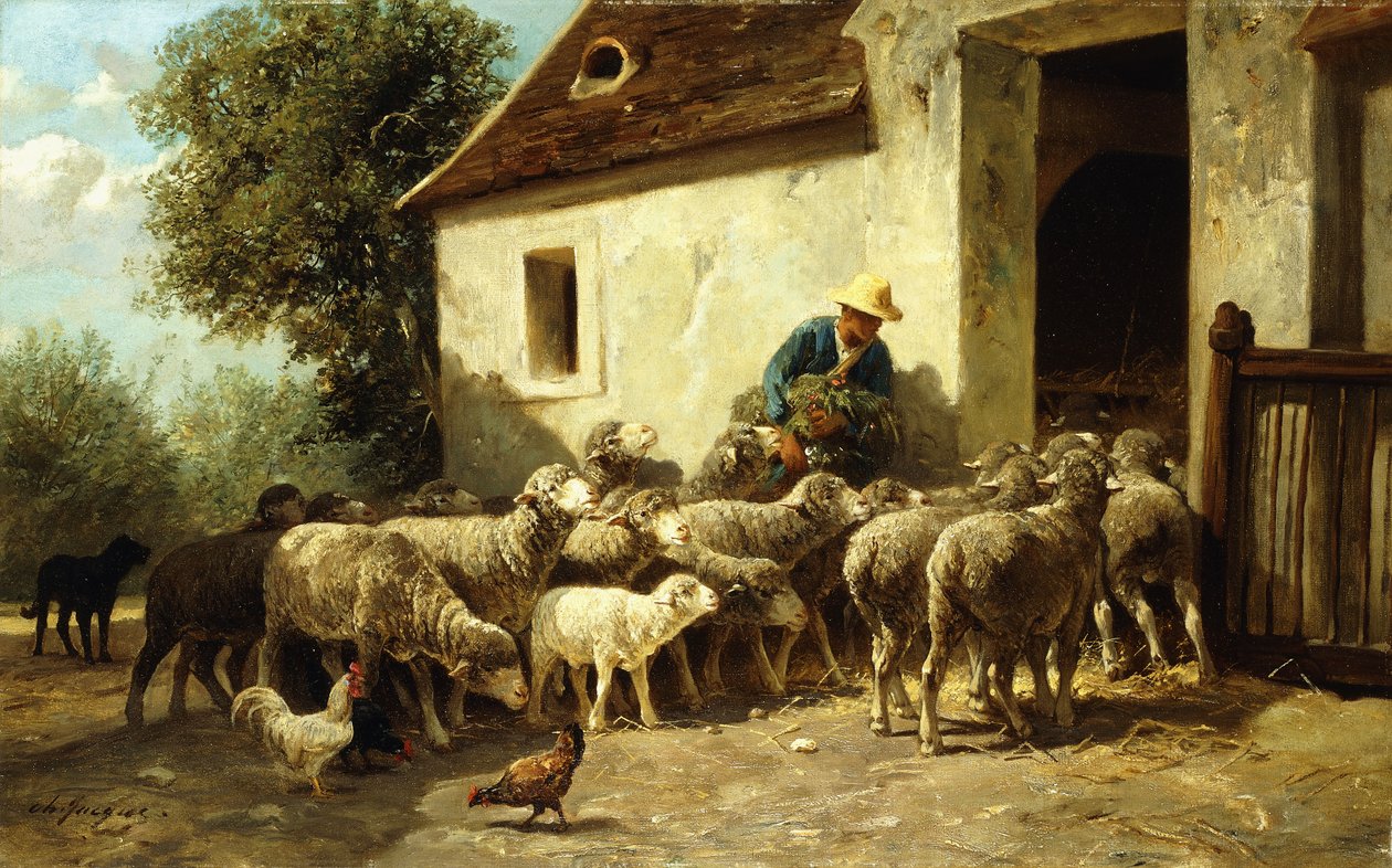 Terug naar huis door Charles Emile Jacque