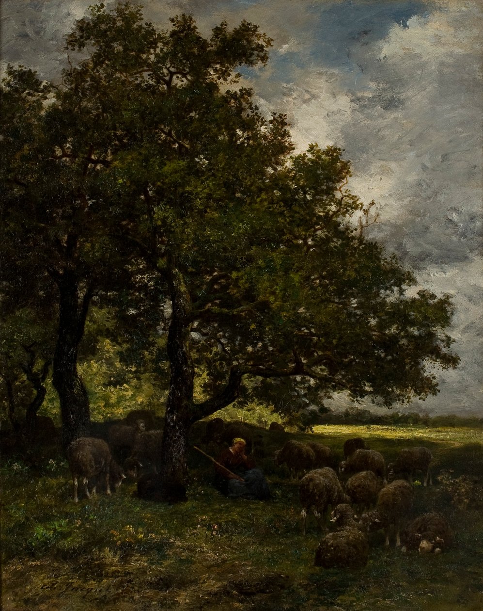 Landelijk landschap door Charles Emile Jacque