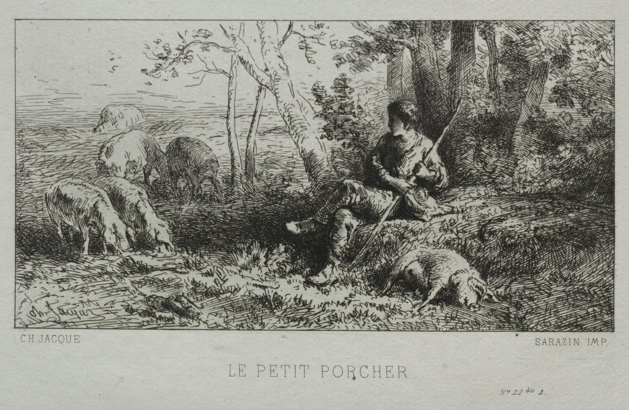 De Kleine Varkenshoeder door Charles Emile Jacque