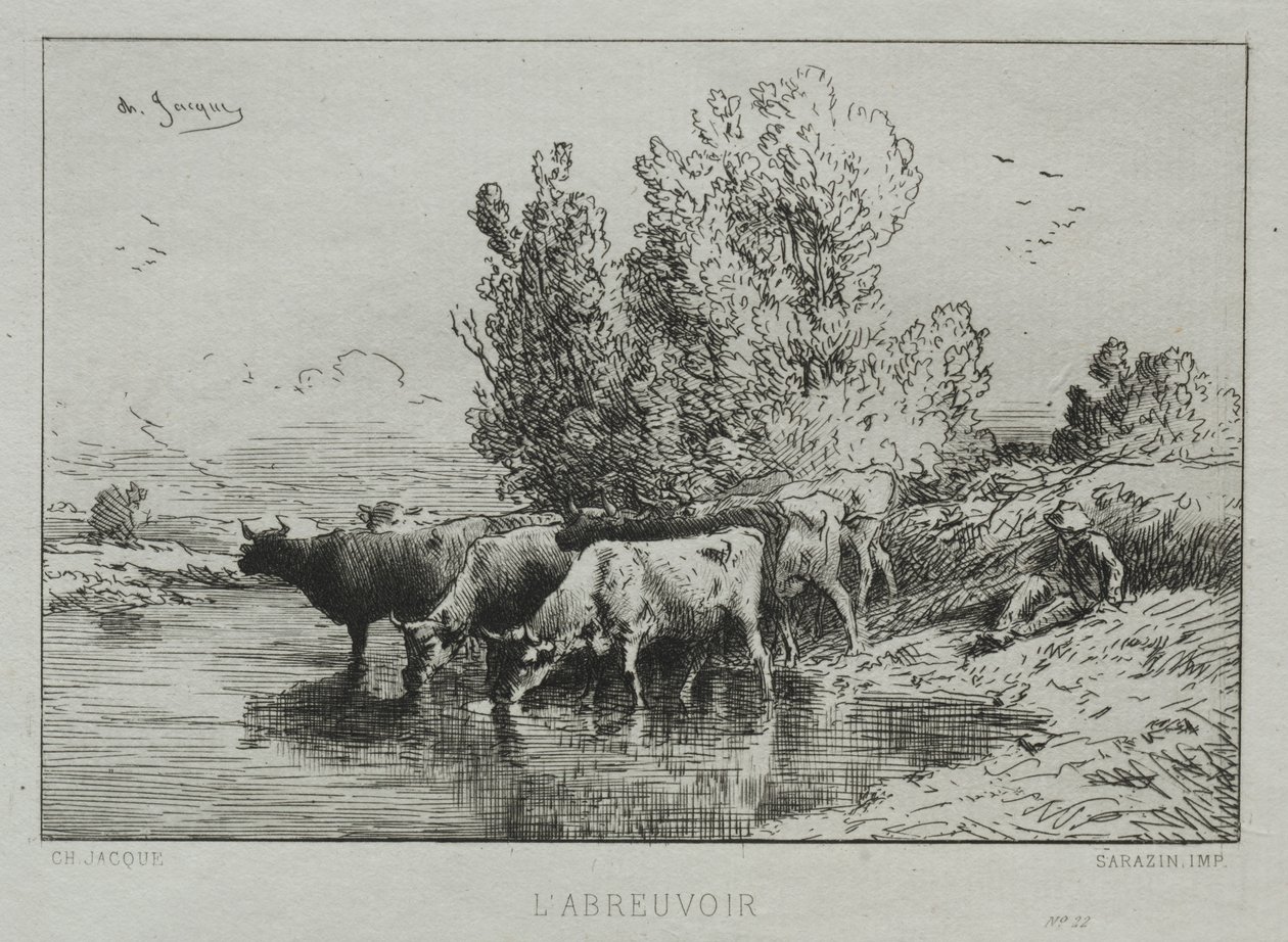 De Waterplaats door Charles Emile Jacque