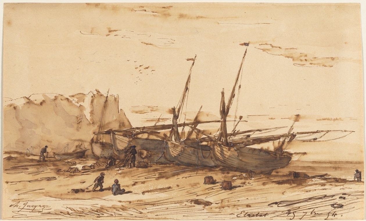 Étretat, 1854 door Charles Emile Jacque