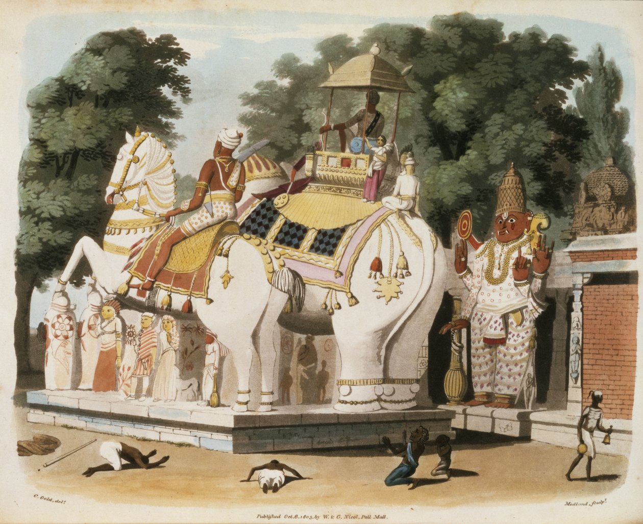 Inboorlingen brengen eerbetoon aan hun heerser, gegraveerd door Thomas Medland, 1803 door Charles Emilius Gold