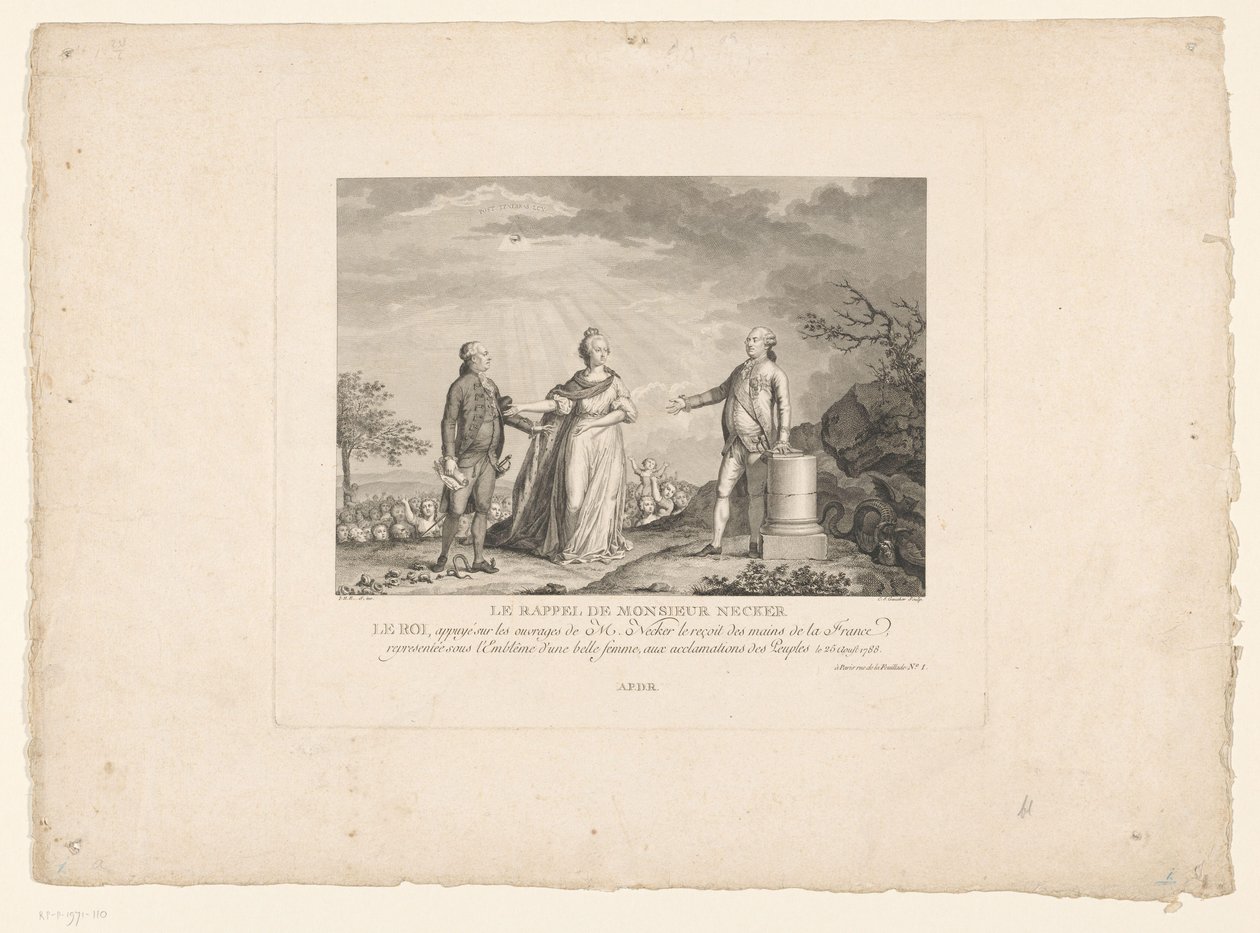 Terugkeer van Jacques Necker, 1788 door Charles Etienne Gaucher