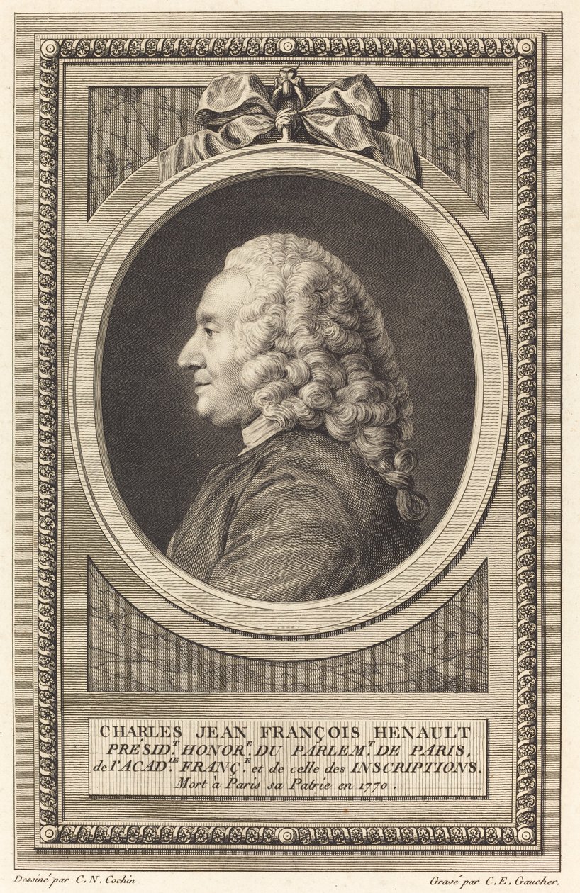 Charles Jean Francois Henault door Charles Etienne Gaucher after Charles Nicolas Cochin II