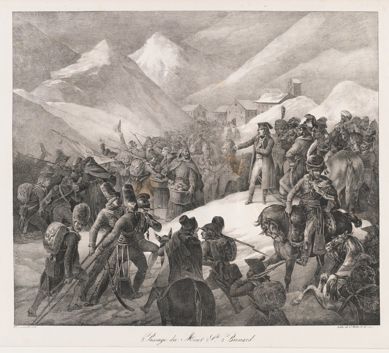Oversteek van de St. Bernard, begin 19e eeuw door Charles Etienne Pierre Motte
