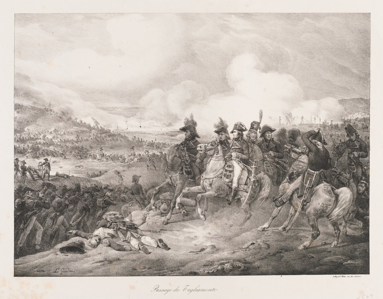 De Iagliomento oversteken, begin 19e eeuw door Charles Etienne Pierre Motte