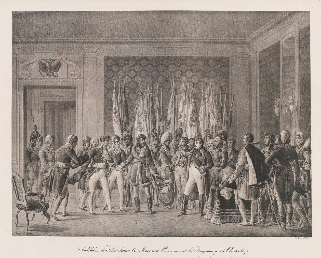 Burgemeesters van Parijs ontvangen vlag van Austerlitz, begin 19e eeuw door Charles Etienne Pierre Motte