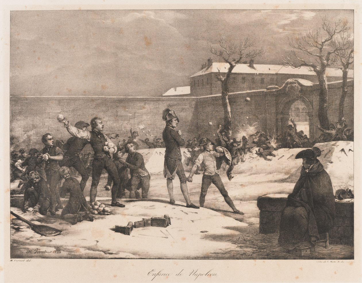 Napoleons Jeugd, begin 19e eeuw (litho) door Charles Etienne Pierre Motte