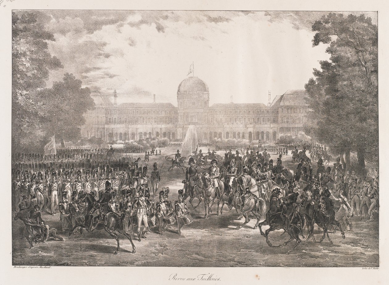 Review van de Tuilerieën, begin 19e eeuw (litho) door Charles Etienne Pierre Motte