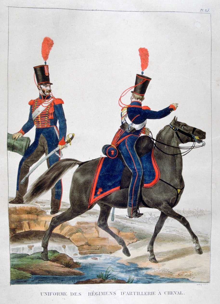 Uniform van een regiment paardartillerie, Frankrijk, 1823 door Charles Etienne Pierre Motte