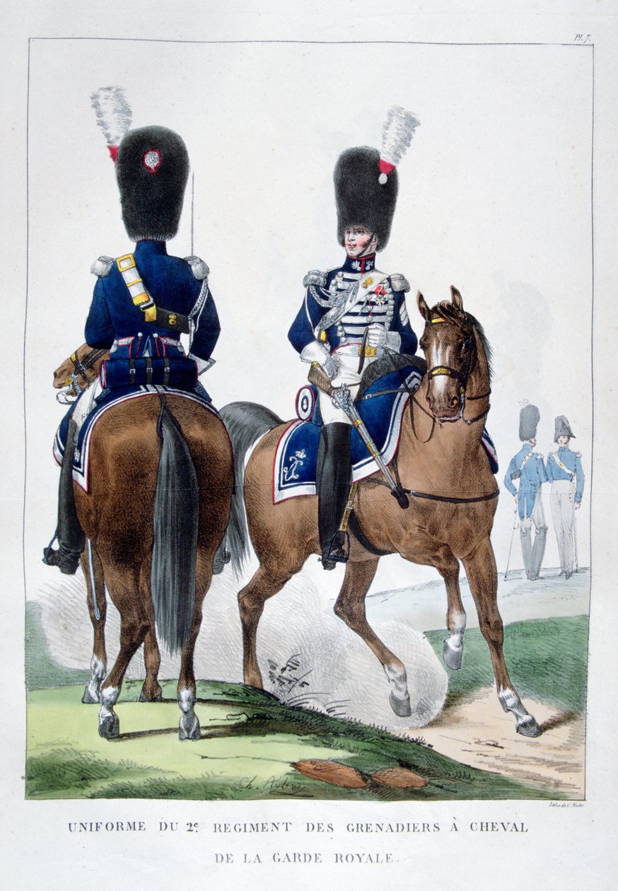 Uniform van het 2e Regiment van Paardengrenadiers, Frankrijk, 1823 door Charles Etienne Pierre Motte