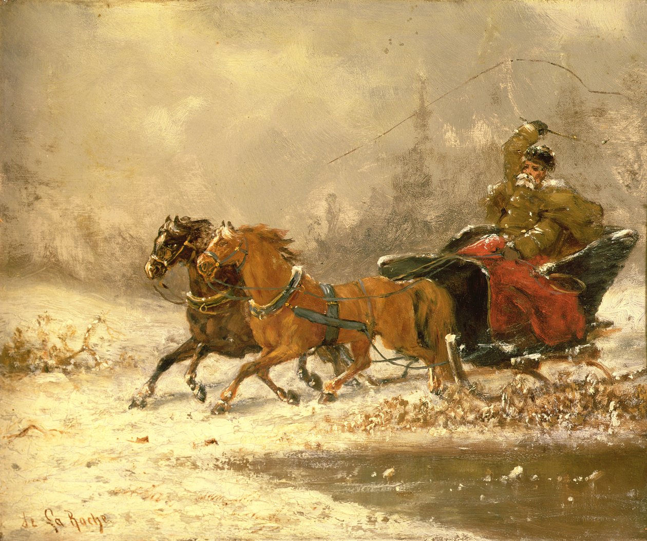 Terug naar huis in de winter door Charles Ferdinand De La Roche