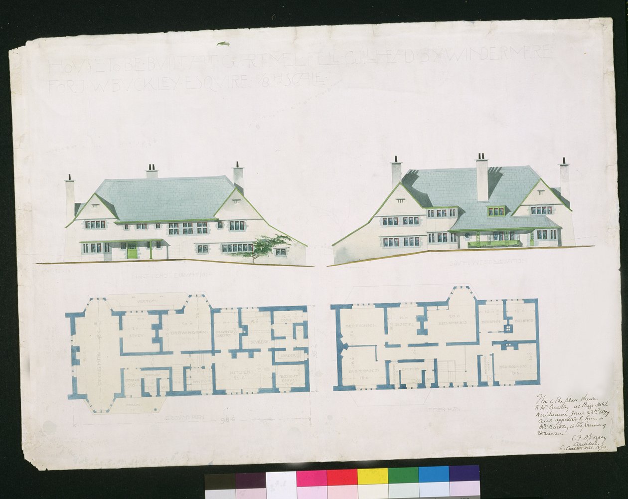 Huis te bouwen bij Gartmel Fell Gillhead, Windermere voor J.W. Buckley Esquire, 1899 door Charles Francis Annesley Voysey