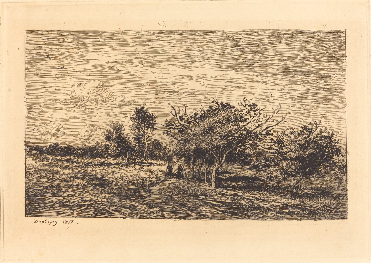 Appelbomen in Auvers (Pommiers à Auvers) door Charles Francois Daubigny