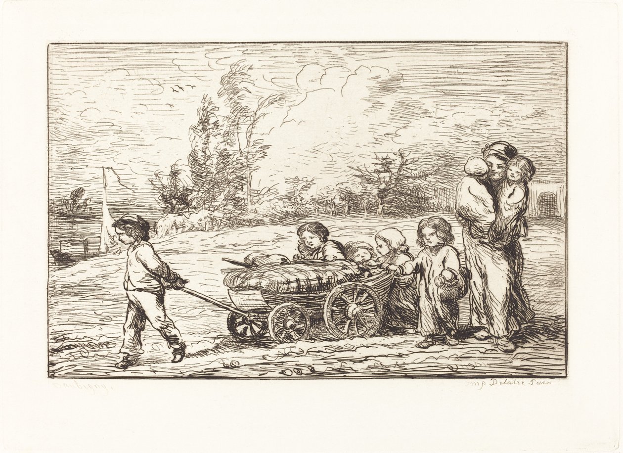Aan boord van de Bottin door Charles Francois Daubigny