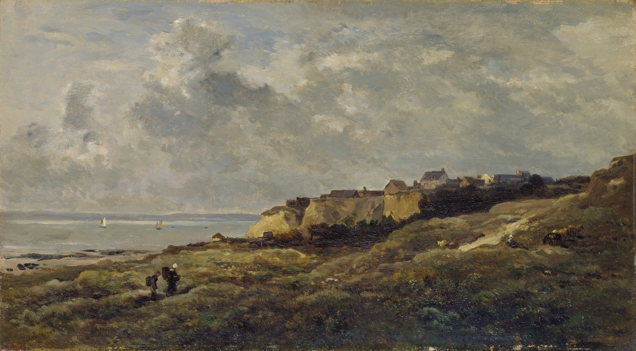 Kustlandschap in Normandië (Villerville-sur-Mer) door Charles Francois Daubigny