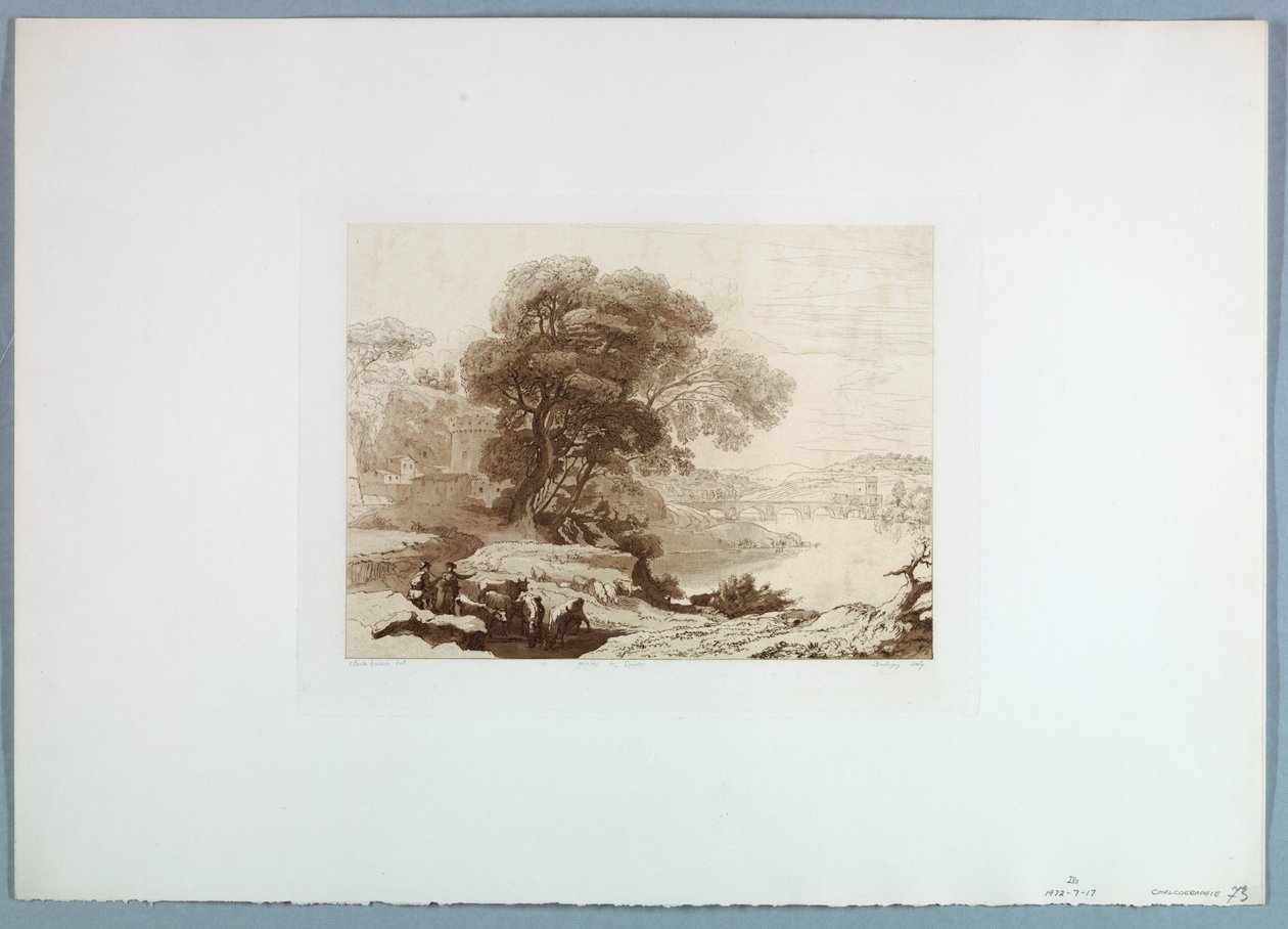Tekening, Landschap (naar Claude Lorraine), 1849 door Charles Francois Daubigny
