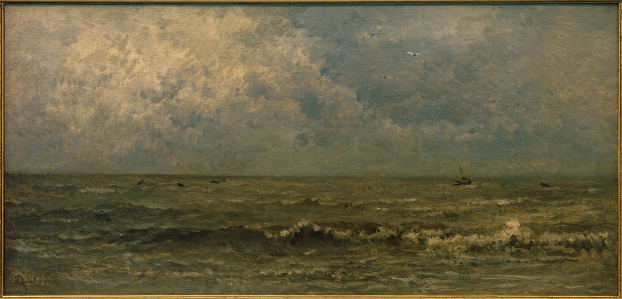 De zee, grijs weer door Charles Francois Daubigny