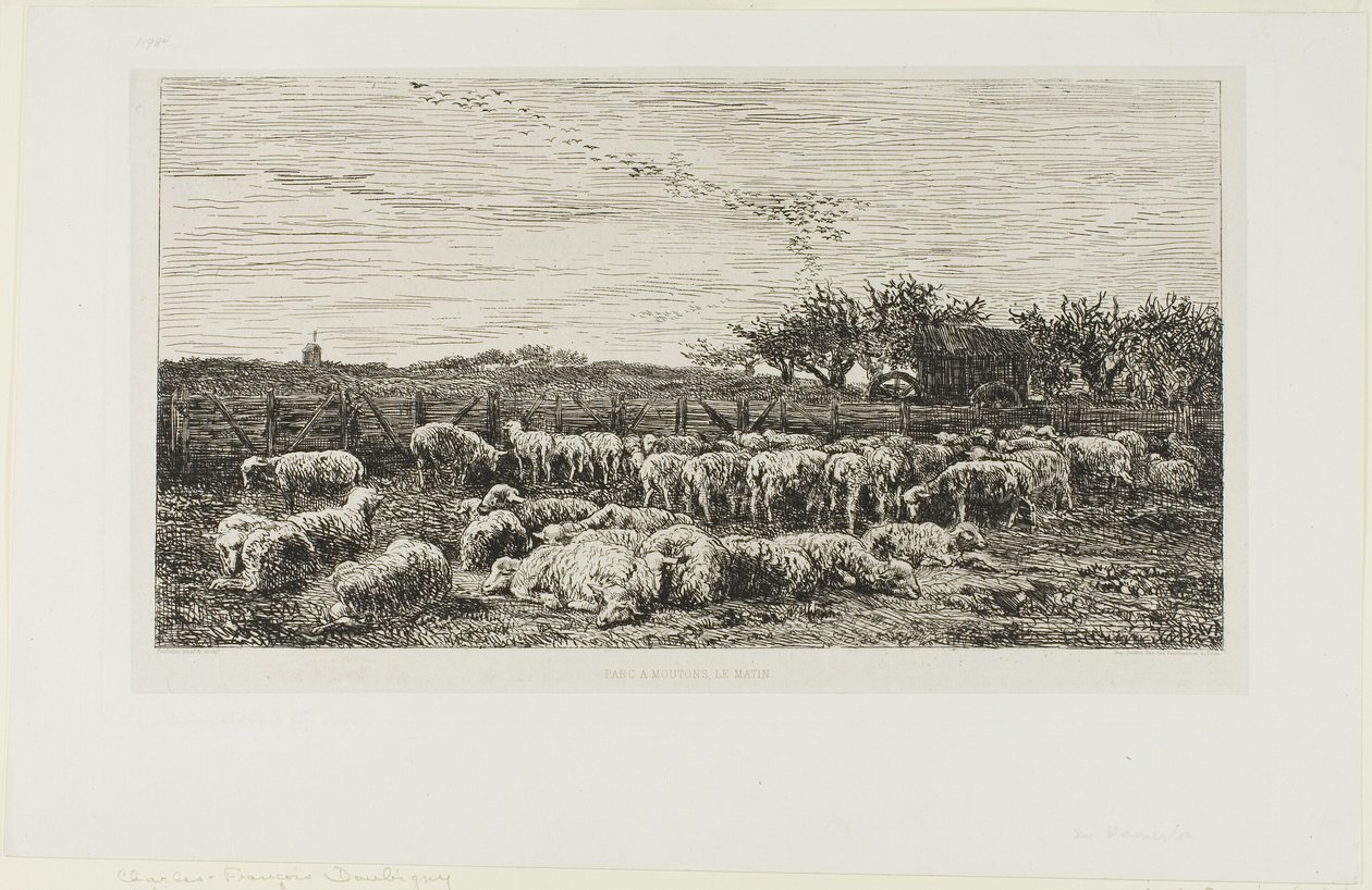 Weide met schapen door Charles Francois Daubigny