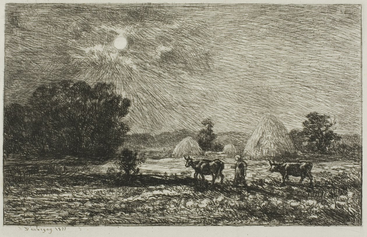 Maanlicht in Valmondois door Charles Francois Daubigny