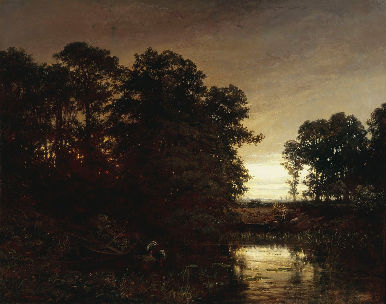 Landschap met een vijver door Charles Francois Daubigny