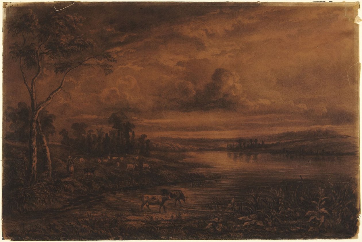 Rivierlandschap door Charles Francois Daubigny