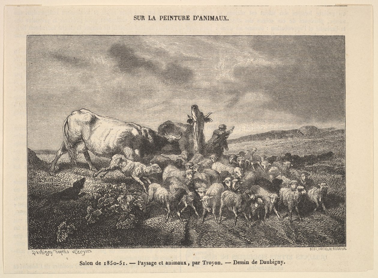 Salon de 1850-51, Landschap en Dieren, door Troyon door Charles Francois Daubigny