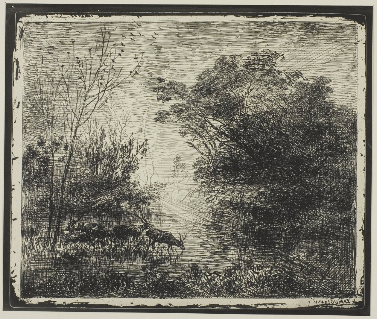 Herten door Charles Francois Daubigny