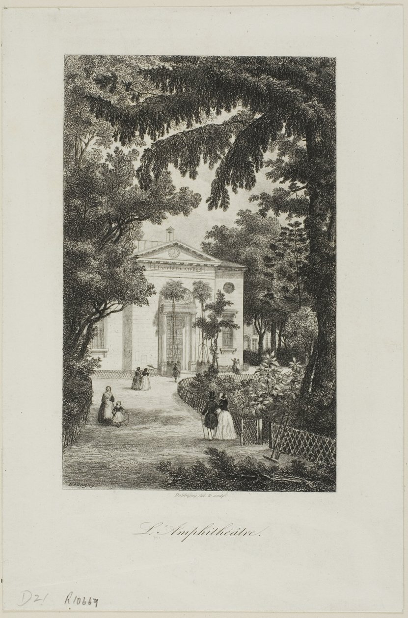 Het Amfitheater van de Jardin des Plantes door Charles Francois Daubigny