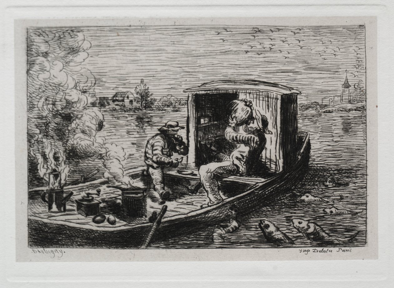De Boottocht: Smullen of Lunch op de Boot door Charles Francois Daubigny