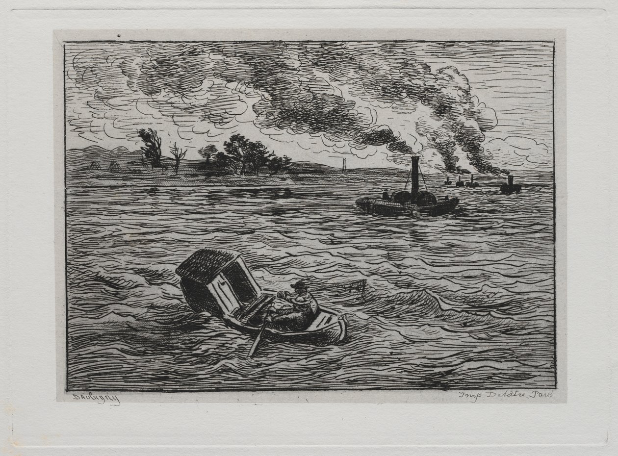 De Boottocht: De Stoomschepen of Pas op voor de Stoomschepen door Charles Francois Daubigny