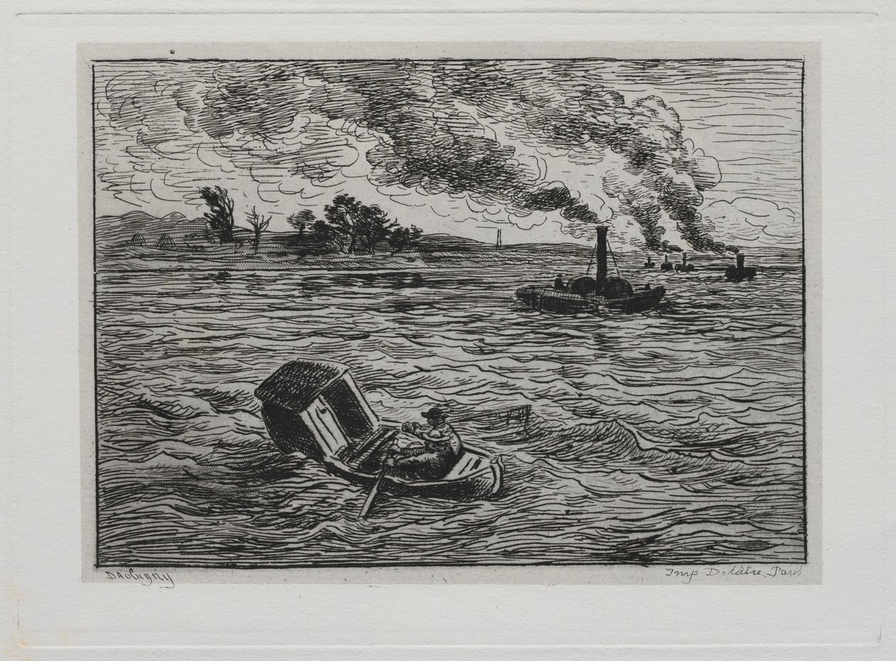 De Boottocht: De Stoomschepen of Pas op voor de Stoomschepen, 1861 door Charles Francois Daubigny