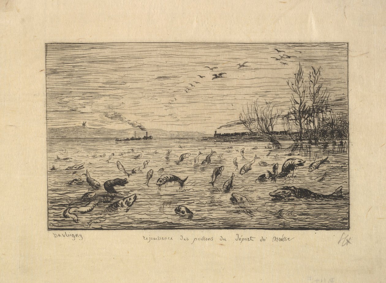 De Vissen Verheugen zich over het Vertrek van de Kajuitjongen door Charles Francois Daubigny