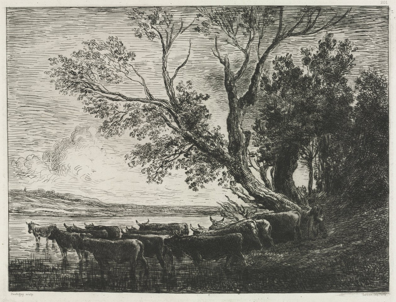 De doorwaadbare plaats, 1865 door Charles Francois Daubigny