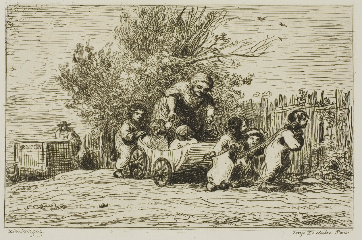 De Erfenis van de Wagen (De Kinderen met de Wagen) door Charles Francois Daubigny