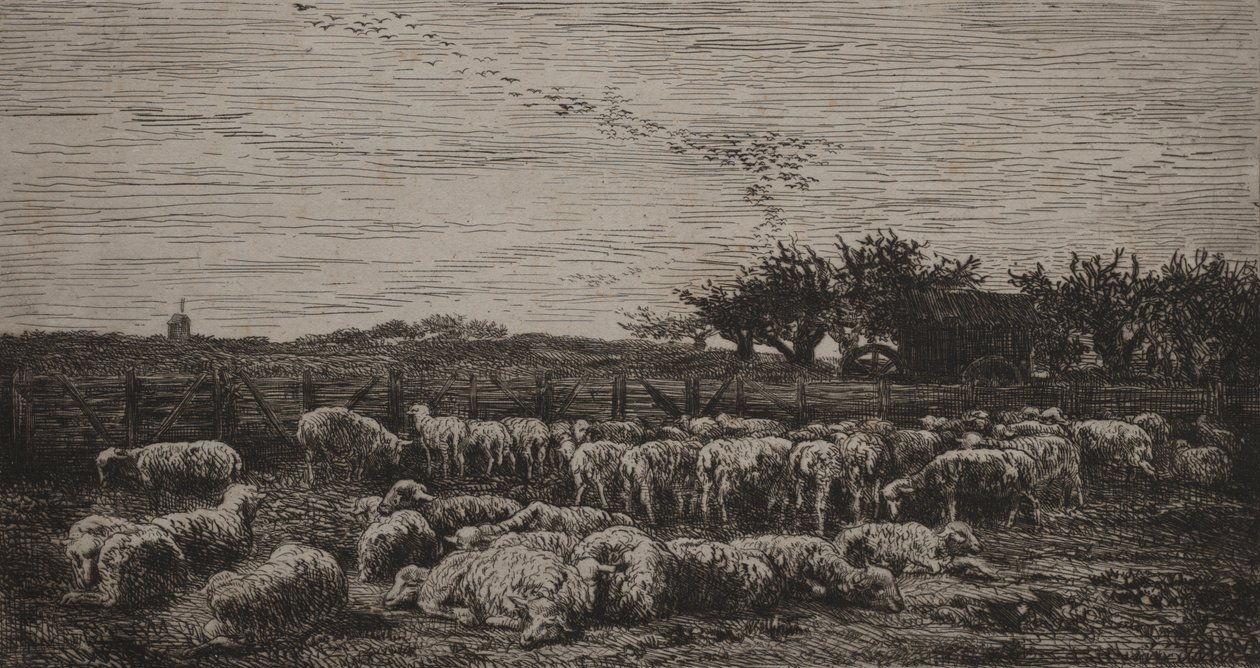 De Grote Schaapskooi, 1860 door Charles Francois Daubigny