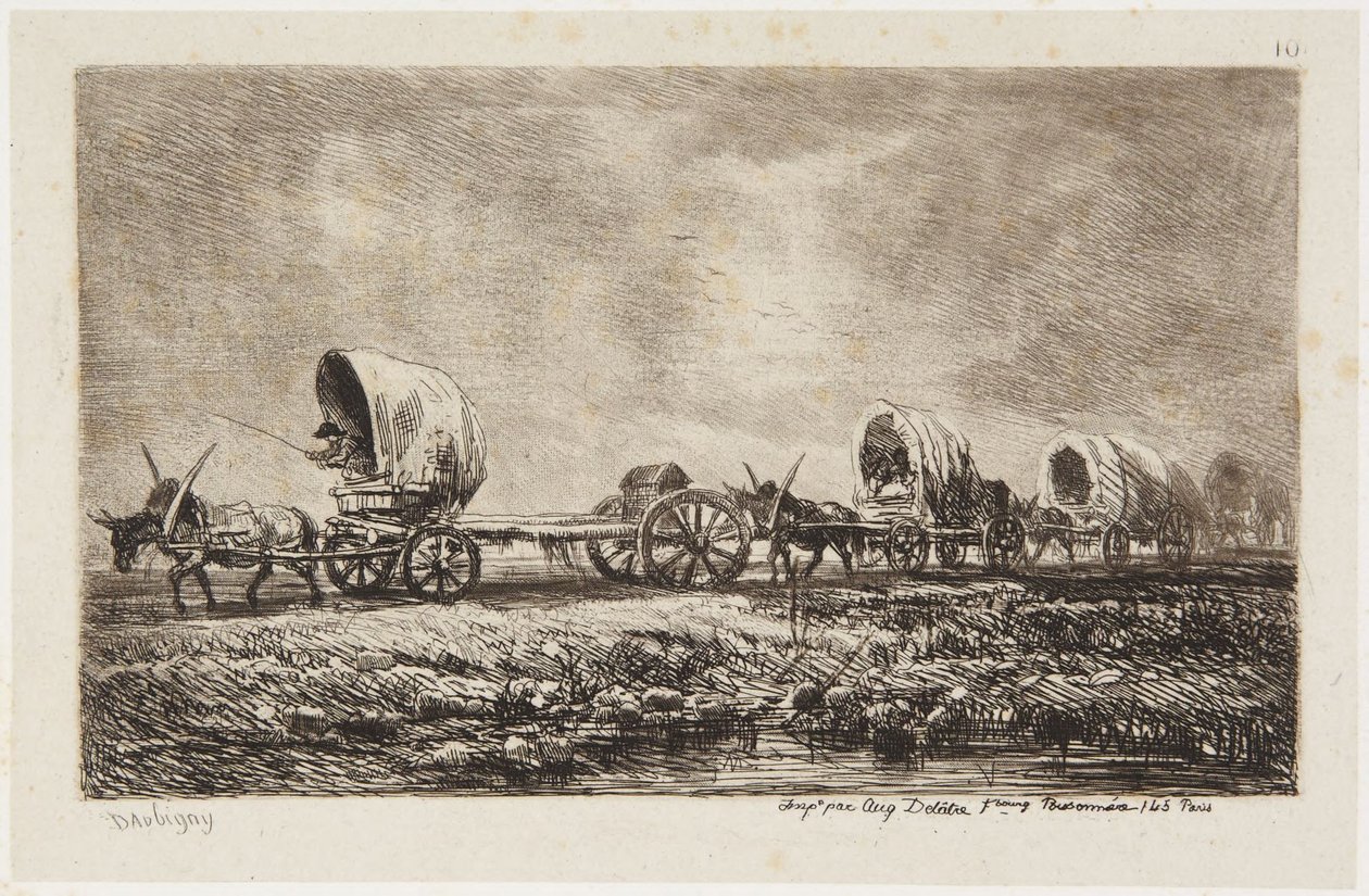 ‘De wagens’ (Delteil 76) door Charles Francois Daubigny