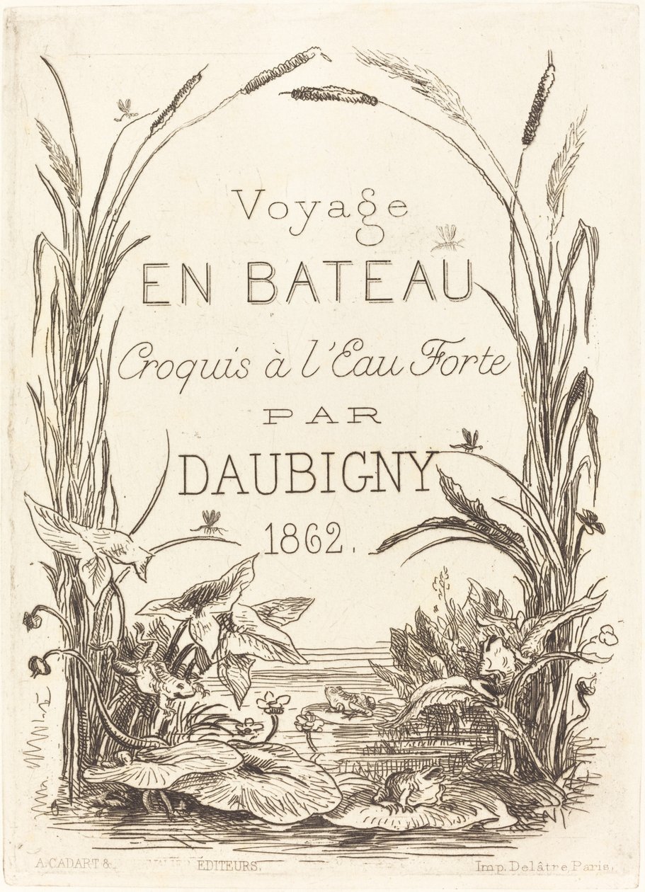 Titelpagina voor "Voyage en bateau" door Charles Francois Daubigny