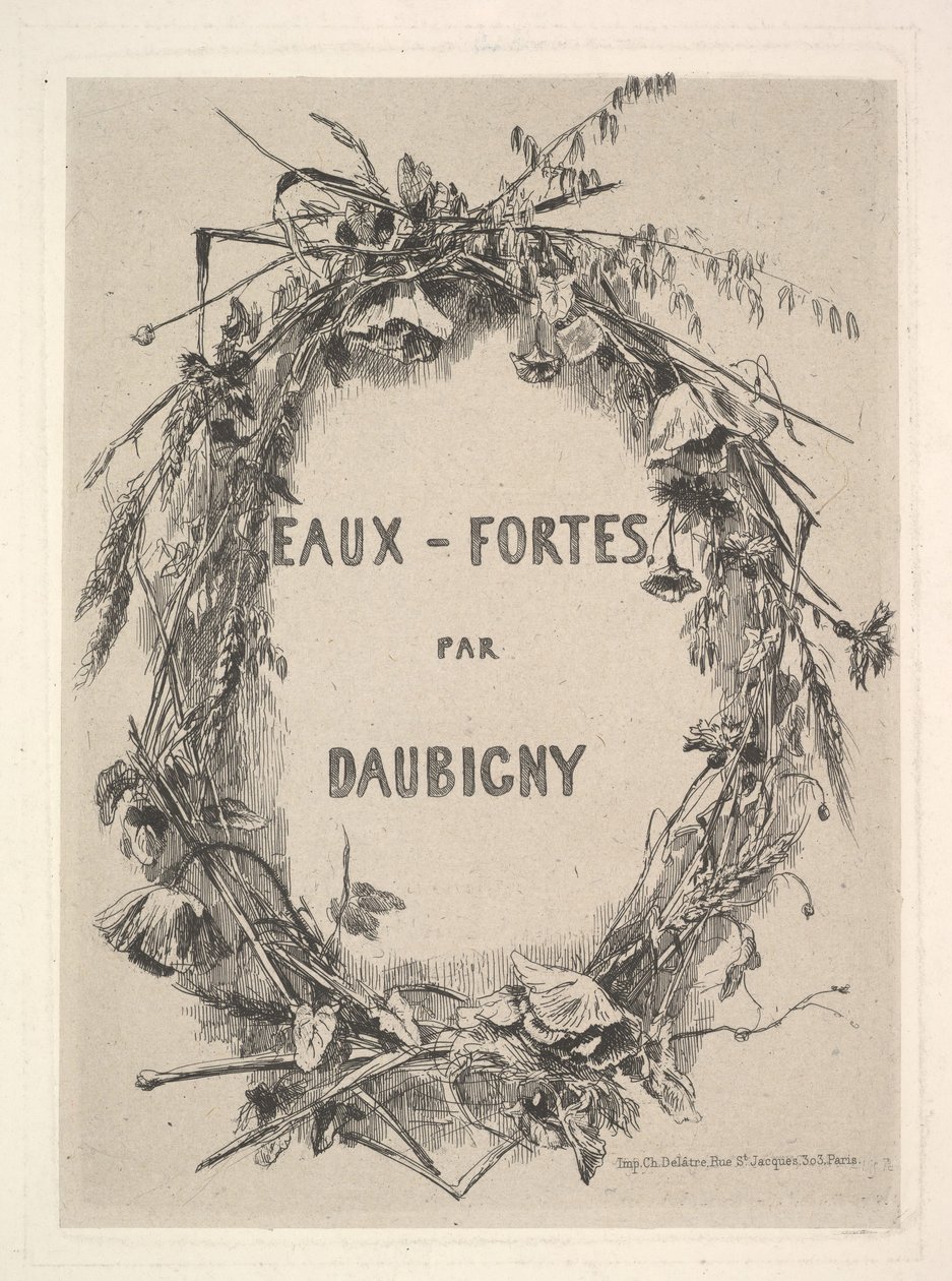 Krans van Wilde Bloemen, titel voor Eaux-Fortes par Daubigny door Charles Francois Daubigny