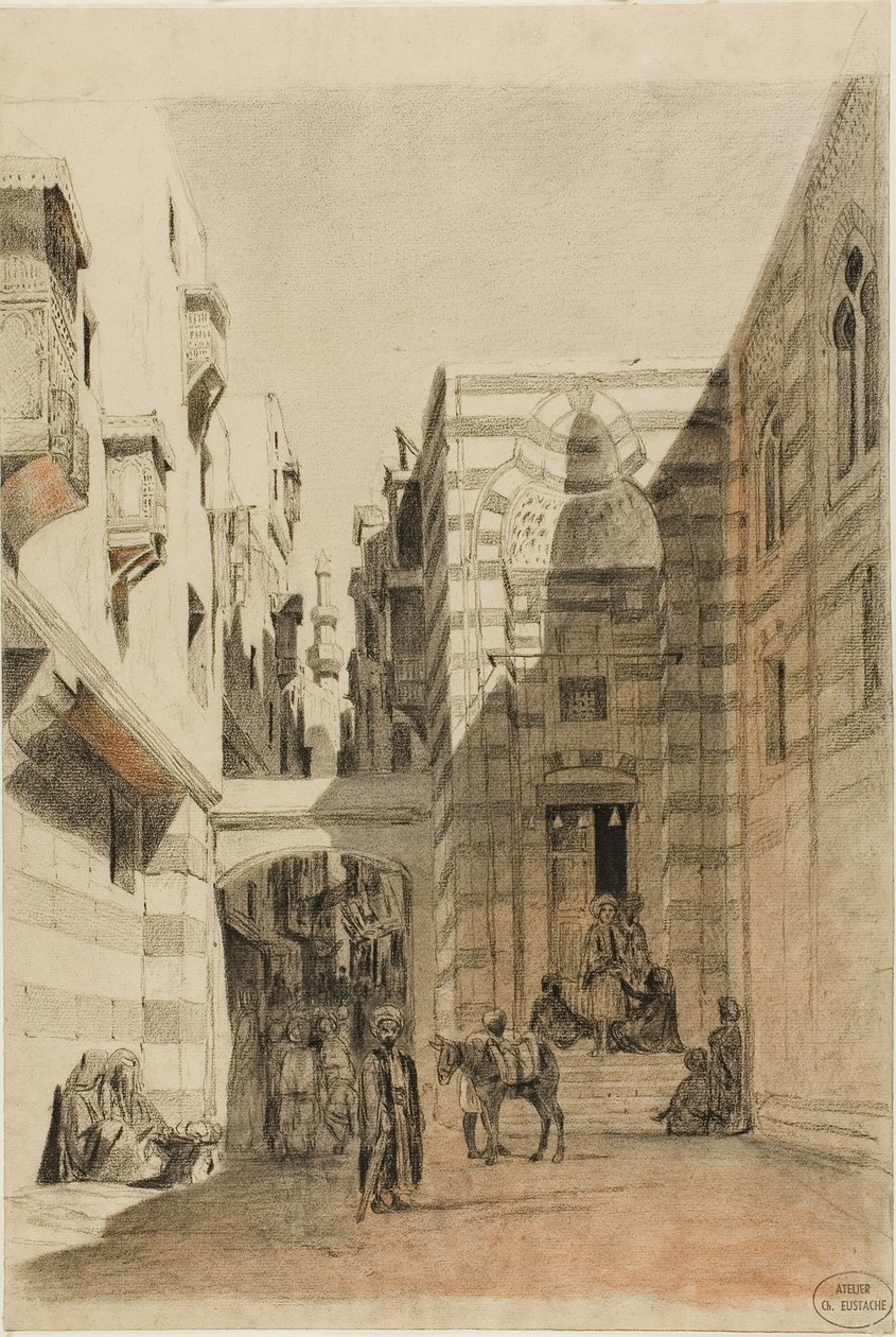 Egyptische Straatscène door Charles Francois Eustache